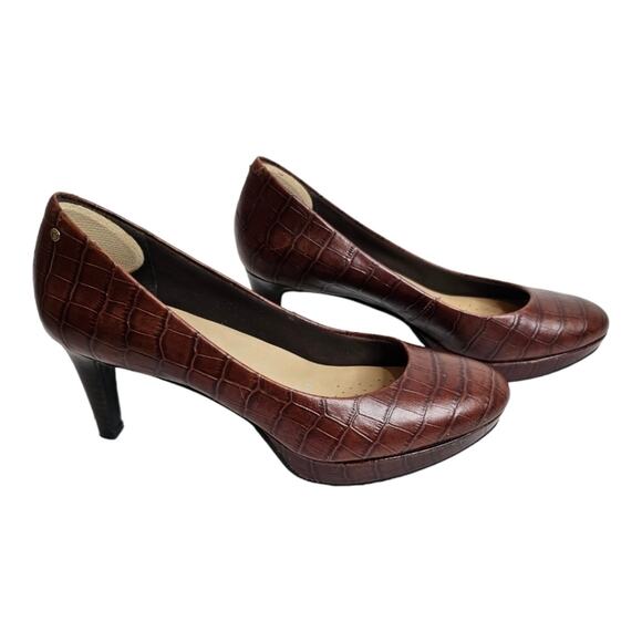 Rockport Adiprene by Adidas Leather Alligator Print Platform High Heel Size 7.5 - Picture 1 of 12